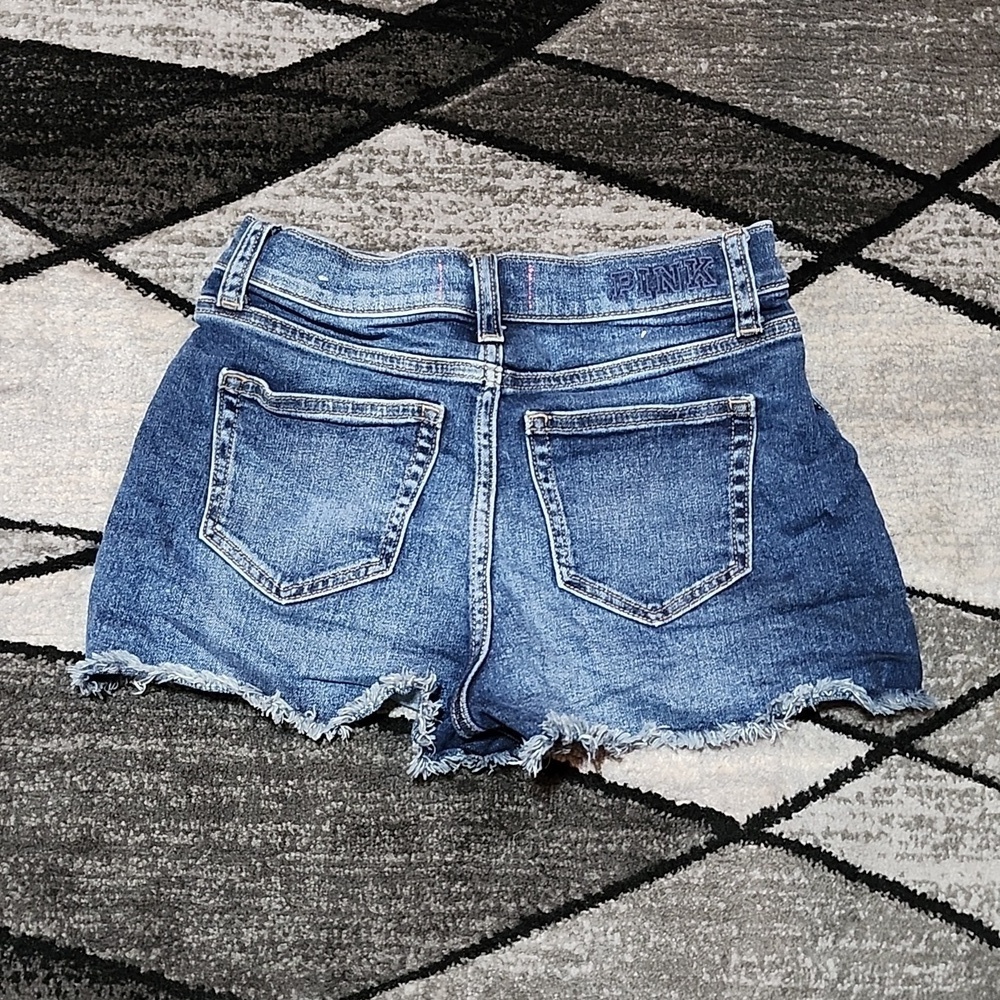 VINTAGE VS PINK HIGH-RISE RAW-EDGE DISTRESSED DENIM JEAN SHORTS